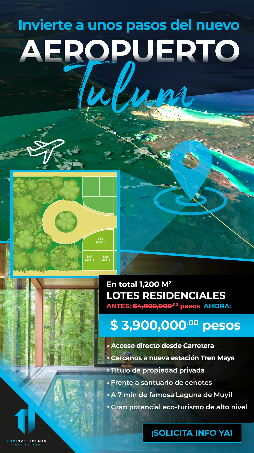 Terrenos en venta frente al nuevo Aeropuerto de Tulum