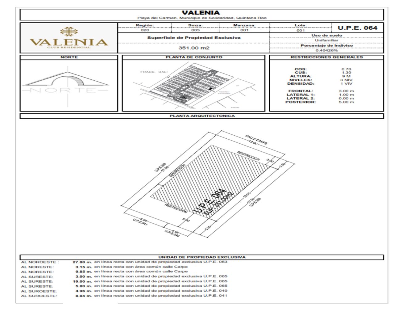 Terreno Residencial en Valenia 64 – Playa del Carmen