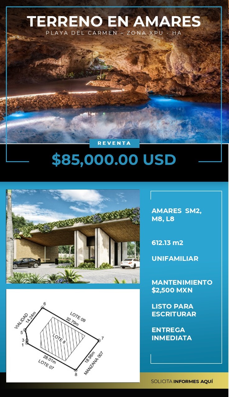 Terreno unifamiliar en venta – Residencial Amares, Xpu-Ha